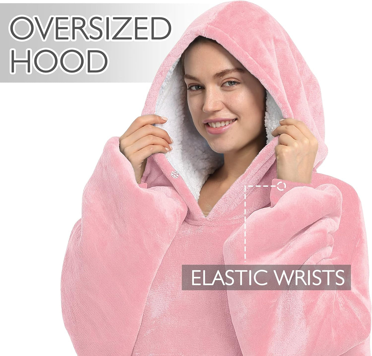 Full Body Blanket Hoodie Sweatshirt, Extra Long Lounging Pullover