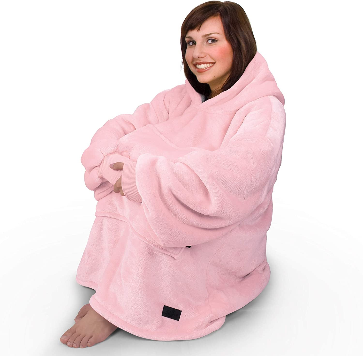 Full Body Blanket Hoodie Sweatshirt, Extra Long Lounging Pullover