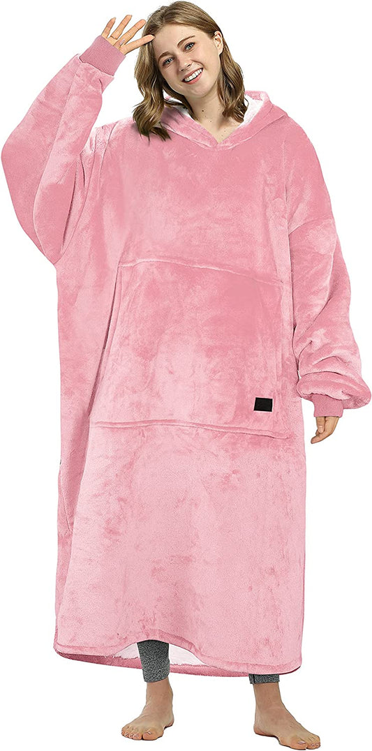 Full Body Blanket Hoodie Sweatshirt, Extra Long Lounging Pullover